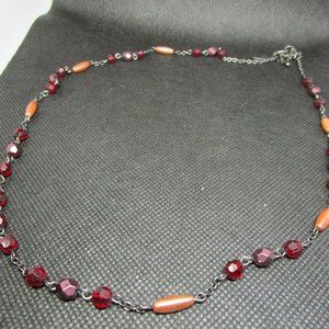 NY&Co Maroon and Amber Colored Bead Necklace